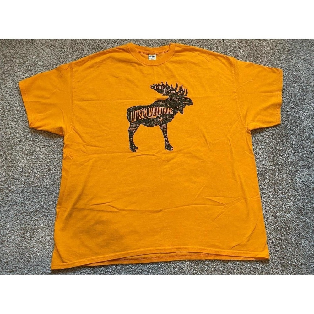 Lutsen Mountains T Shirt 2XL GIlden Heavy Cotton Men Unisex Moose Spirit sku2